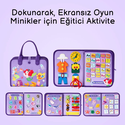 MinikBeceri® Deniz Kızı Pembe Temalı Aktivite Tahtası