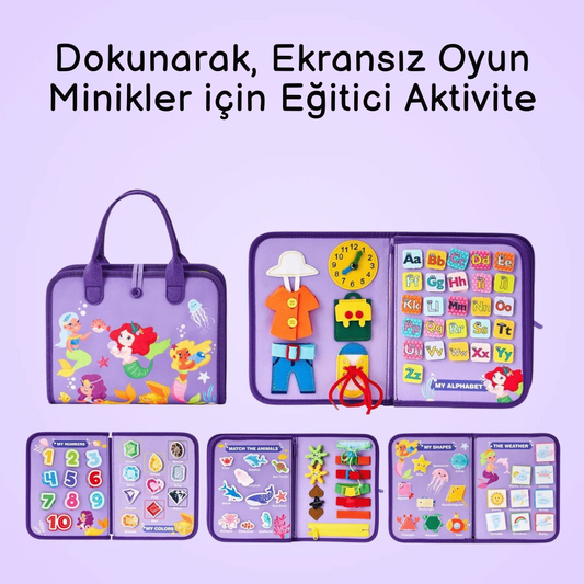MinikBeceri® Deniz Kızı Mor Temalı Aktivite Tahtası