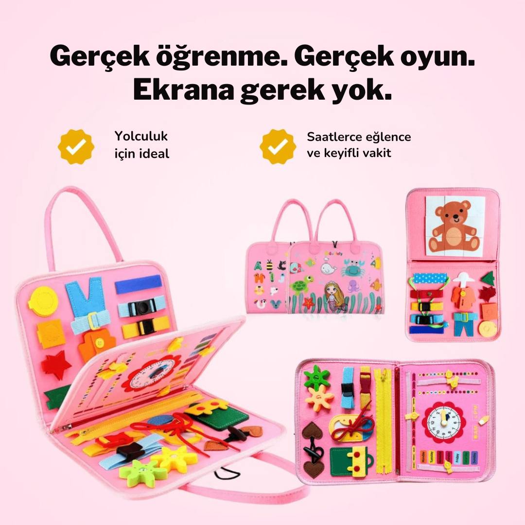 MinikBeceri® Deniz Kızı Pembe Temalı Aktivite Tahtası