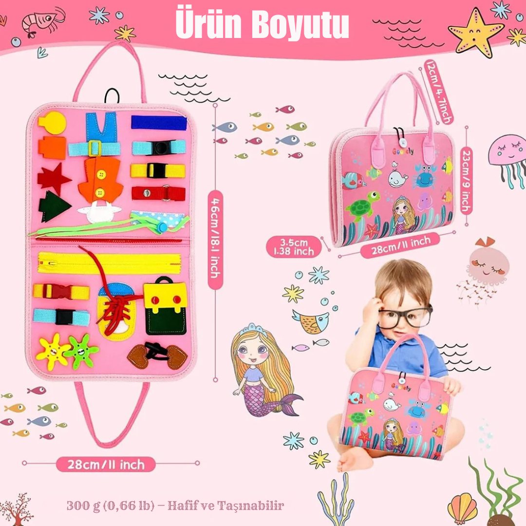 MinikBeceri® Deniz Kızı Pembe Temalı Aktivite Tahtası