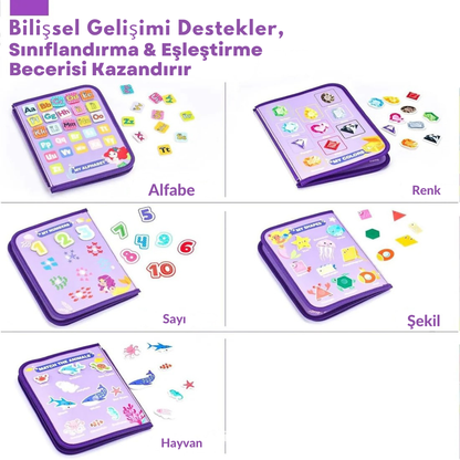 MinikBeceri® Deniz Kızı Mor Temalı Aktivite Tahtası